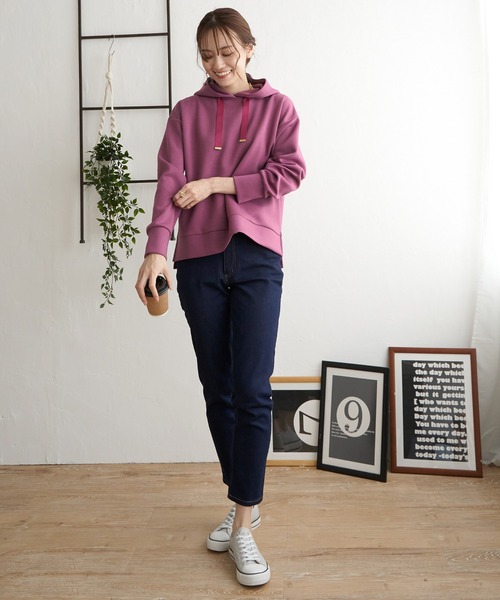 ikka（イッカ）の「ダンボールフードパーカー（パーカー・レディース・ブラック/ダークグリーン/ベージュ/ピンク/モカ・S/M/L）」の16枚目の写真