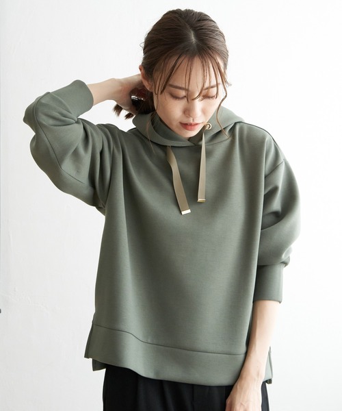 ikka（イッカ）の「ダンボールフードパーカー（パーカー・レディース・ブラック/ダークグリーン/ベージュ/ピンク/モカ・S/M/L）」の19枚目の写真