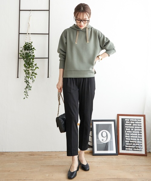 ikka（イッカ）の「ダンボールフードパーカー（パーカー・レディース・ブラック/ダークグリーン/ベージュ/ピンク/モカ・S/M/L）」の22枚目の写真