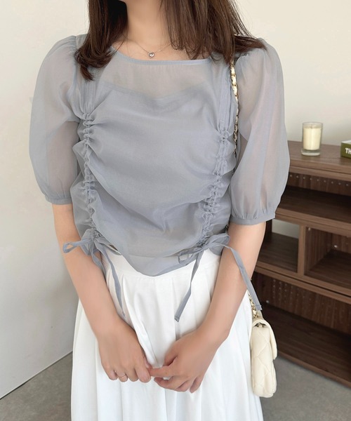 apres jour（アプレジュール）の「カップ付きキャミ+ドロストシアートップス【ZOZOTOWN限定アイテム】（Tシャツ/カットソー・レディース・ブルー/ピンク/オフホワイト・フリー/X-LARGE）」の12枚目の写真