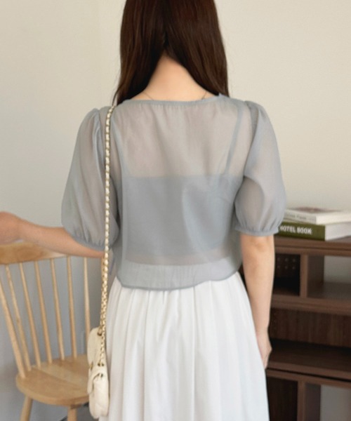 apres jour（アプレジュール）の「カップ付きキャミ+ドロストシアートップス【ZOZOTOWN限定アイテム】（Tシャツ/カットソー・レディース・ブルー/ピンク/オフホワイト・フリー/X-LARGE）」の17枚目の写真