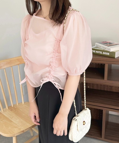 apres jour（アプレジュール）の「カップ付きキャミ+ドロストシアートップス【ZOZOTOWN限定アイテム】（Tシャツ/カットソー・レディース・ブルー/ピンク/オフホワイト・フリー/X-LARGE）」の22枚目の写真