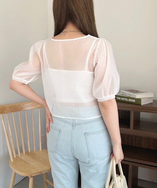 apres jour（アプレジュール）の「カップ付きキャミ+ドロストシアートップス【ZOZOTOWN限定アイテム】（Tシャツ/カットソー・レディース・ブルー/ピンク/オフホワイト・フリー/X-LARGE）」の8枚目の写真