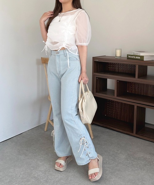 apres jour（アプレジュール）の「カップ付きキャミ+ドロストシアートップス【ZOZOTOWN限定アイテム】（Tシャツ/カットソー・レディース・ブルー/ピンク/オフホワイト・フリー/X-LARGE）」の9枚目の写真