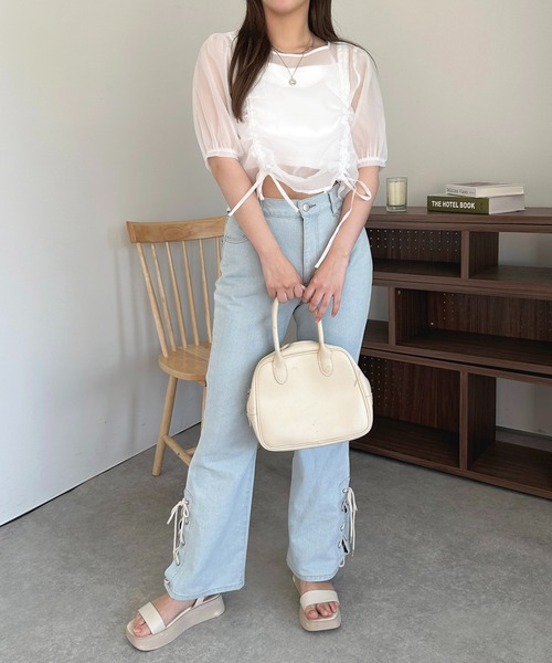 apres jour（アプレジュール）の「カップ付きキャミ+ドロストシアートップス【ZOZOTOWN限定アイテム】（Tシャツ/カットソー・レディース・ブルー/ピンク/オフホワイト・フリー/X-LARGE）」の10枚目の写真
