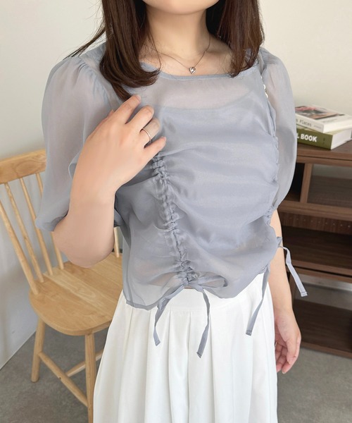 apres jour（アプレジュール）の「カップ付きキャミ+ドロストシアートップス【ZOZOTOWN限定アイテム】（Tシャツ/カットソー・レディース・ブルー/ピンク/オフホワイト・フリー/X-LARGE）」の13枚目の写真