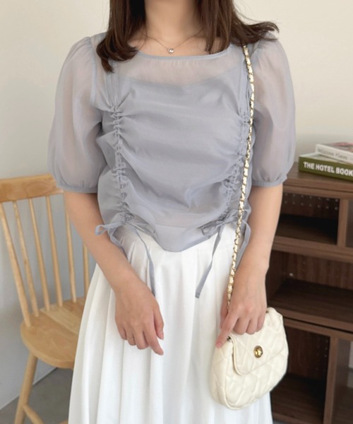 apres jour（アプレジュール）の「カップ付きキャミ+ドロストシアートップス【ZOZOTOWN限定アイテム】（Tシャツ/カットソー・レディース・ブルー/ピンク/オフホワイト・フリー/X-LARGE）」の15枚目の写真