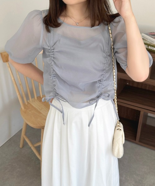 apres jour（アプレジュール）の「カップ付きキャミ+ドロストシアートップス【ZOZOTOWN限定アイテム】（Tシャツ/カットソー・レディース・ブルー/ピンク/オフホワイト・フリー/X-LARGE）」の16枚目の写真