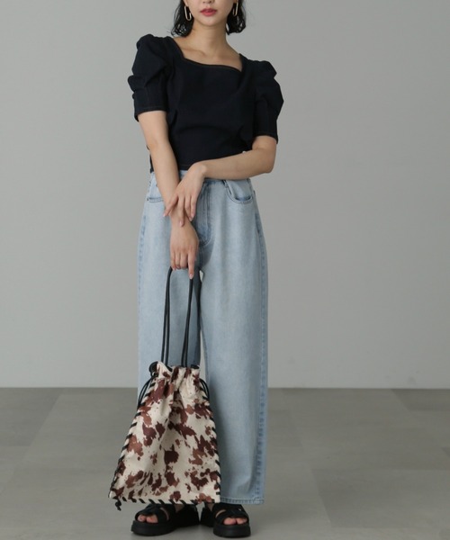 FREE'S MART(フリーズマート)の「サイドドローイングバッグ(ハンドバッグ・レディース・ホワイト/ブラック・フリ-)」の5枚目の写真