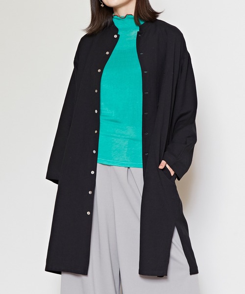 カヤ(カヤ)の「【カヤ】書生バンドカラーロングシャツ(シャツ/ブラウス・メンズ・キナリ/ブルー/スミクロ・FREE)」の9枚目の写真