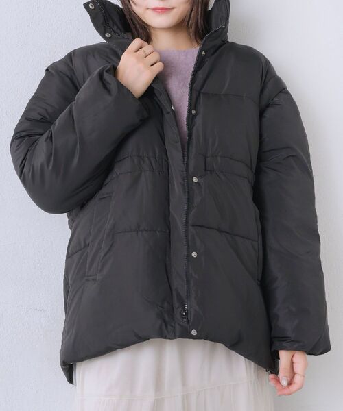 RETRO GIRL（レトロガール）の「ドロスト袖2way中綿BZ（その他アウター・レディース・ブラック/ブラウン/ナチュラル/ライトピンク・FREE）」の2枚目の写真