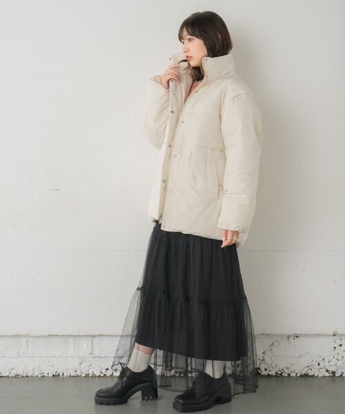 RETRO GIRL（レトロガール）の「ドロスト袖2way中綿BZ（その他アウター・レディース・ブラック/ブラウン/ナチュラル/ライトピンク・FREE）」の10枚目の写真