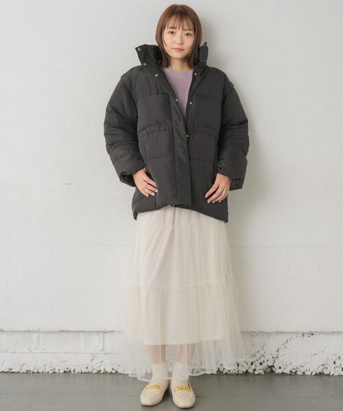 RETRO GIRL（レトロガール）の「ドロスト袖2way中綿BZ（その他アウター・レディース・ブラック/ブラウン/ナチュラル/ライトピンク・FREE）」の17枚目の写真