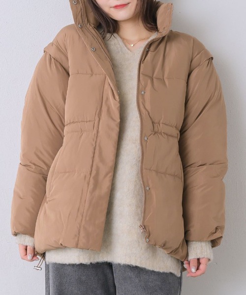 RETRO GIRL（レトロガール）の「ドロスト袖2way中綿BZ（その他アウター・レディース・ブラック/ブラウン/ナチュラル/ライトピンク・FREE）」の3枚目の写真