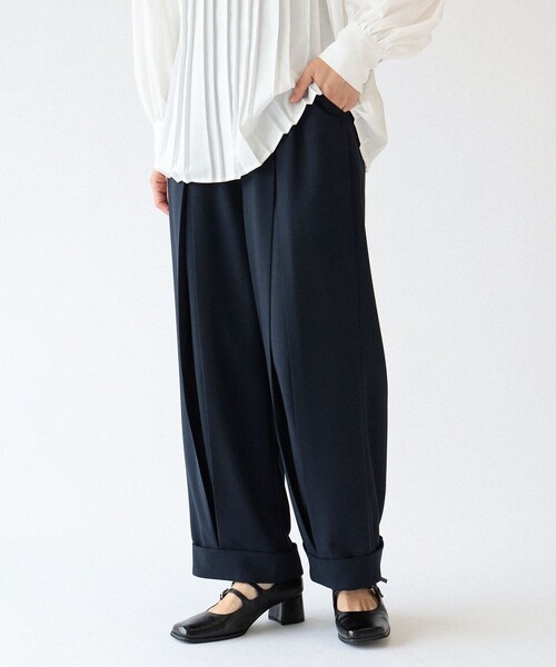 Beams レディース ネイビー パンツ　新品 Ray BEAMS（レイビームス）の「RBS / センター ボックス タックパンツ