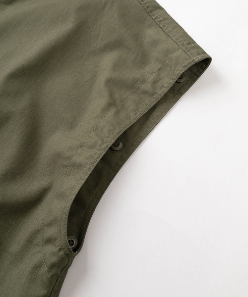 make a ray!（メイク ア レイ！）の「【0】M-51タイプ TCツイル リップストップ 2WAY ミリタリージャケット/ ベスト/袖脱着可能（ミリタリージャケット・レディース・オリーブ・M/L/XL）」の5枚目の写真