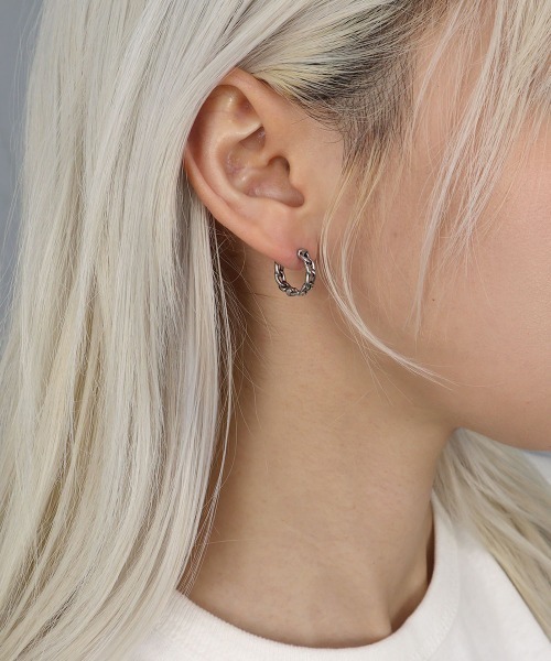 【大人気】【お買い得】ロックネックレスandフープピアスセット ゴールド) ピアス シルバー925 18KGP フープピアス 七角形 多