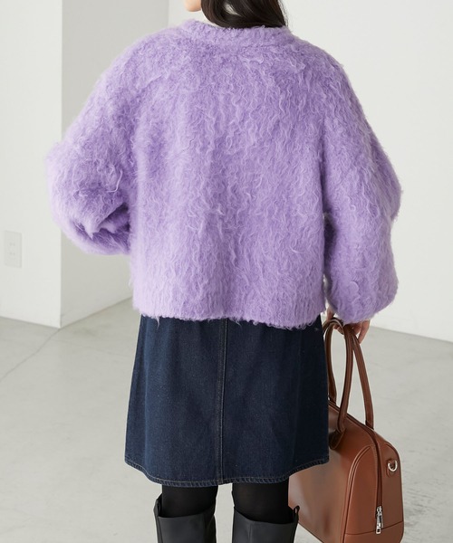 2wayブークレシャギークロップドニットカーディガン（カーディガン