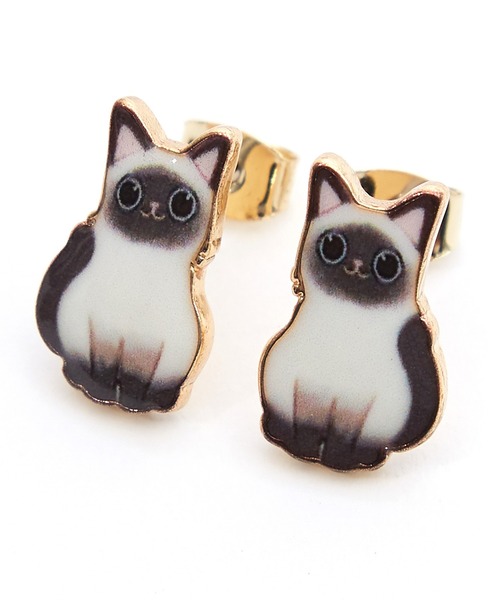 ☆モノトーン猫ちゃんピアス☆③ an meets zakka 猫ピアス（ピアス（両耳用））｜ankoROCK
