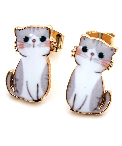 再販#1204 立体木のぼりネコちゃんピアス 再販#1204 立体木のぼりネコちゃんピアス - ピアス - ピアス