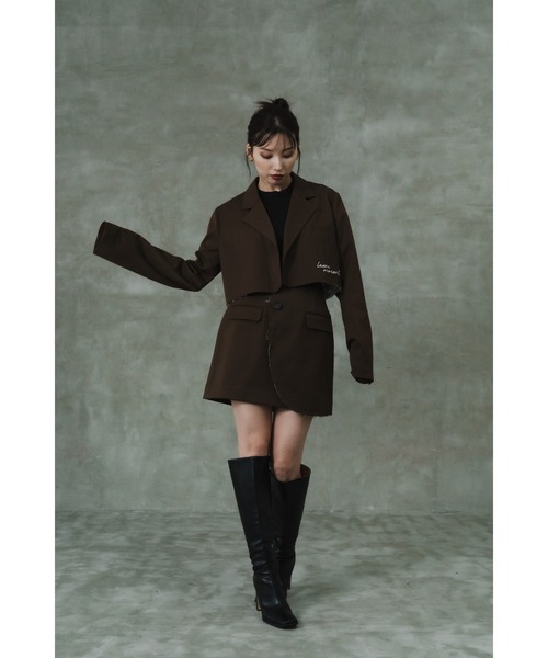 LEANN MOMENT（リーンモーメント）の「Wrap cut skirt（スカート・レディース・ブラック/ブラウン・SMALL/MEDIUM）」の6枚目の写真