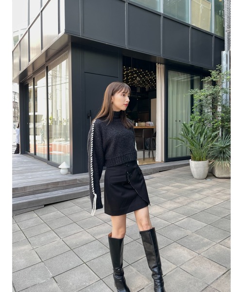 LEANN MOMENT（リーンモーメント）の「Wrap cut skirt（スカート・レディース・ブラック/ブラウン・SMALL/MEDIUM）」の10枚目の写真