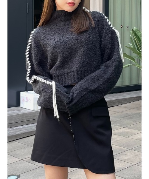LEANN MOMENT（リーンモーメント）の「Wrap cut skirt（スカート・レディース・ブラック/ブラウン・SMALL/MEDIUM）」の11枚目の写真
