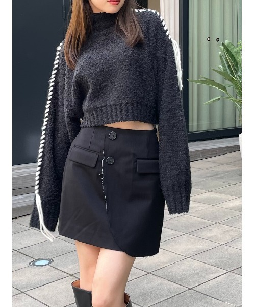 LEANN MOMENT（リーンモーメント）の「Wrap cut skirt（スカート・レディース・ブラック/ブラウン・SMALL/MEDIUM）」の12枚目の写真