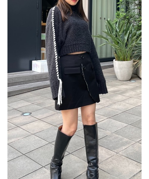 LEANN MOMENT（リーンモーメント）の「Wrap cut skirt（スカート・レディース・ブラック/ブラウン・SMALL/MEDIUM）」の14枚目の写真