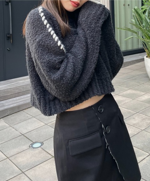 LEANN MOMENT（リーンモーメント）の「Wrap cut skirt（スカート・レディース・ブラック/ブラウン・SMALL/MEDIUM）」の15枚目の写真