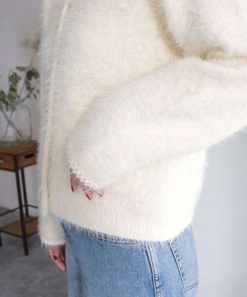 fredy emue（フレディエミュ）の「シャギーポケット付ジャケットカーディガン（カーディガン/ボレロ・レディース・ベージュ/グレー/チャコールグレー/アイボリー/ネイビー・38）」の10枚目の写真