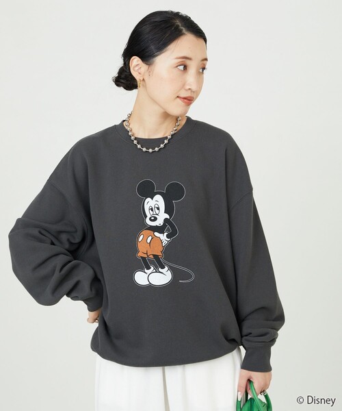 FREAK'S STORE（フリークスストア）の「限定展開　Disney/ディズニー　別注/Mickey/前後プリントvintage加工スウェット（スウェット・レディース・ナチュラル/ブラック/ラベンダー/ベージュ/ピンク・ﾌﾘ-）」の8枚目の写真