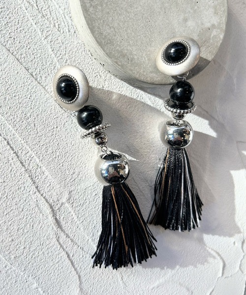 2wayラウンドタッセルピアス/prink tassel pierce（ピアス（両耳