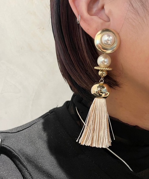 amplis（アンプリス）の「2wayラウンドタッセルピアス/prink tassel pierce（ピアス（両耳用）・レディース・イエローゴールド/シルバー・FREE）」の5枚目の写真