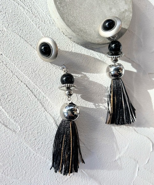 2wayラウンドタッセルピアス/prink tassel pierce（ピアス（両耳