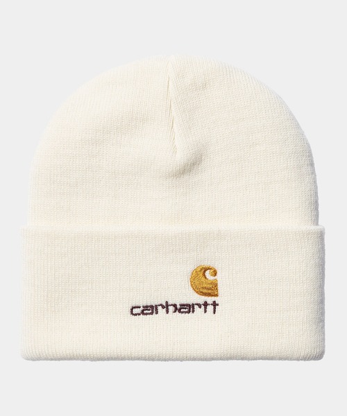 Carhartt(カーハート)の「Carhartt WIP/カーハートダブリューアイピー ビーニー ダブル AMERICANSCRIPTBEANIE I025386(ニットキャップ/ビーニー・メンズ・ナチュラル/ブラウン/ブラック/ダークグレー・FREE)」の4枚目の写真
