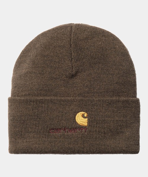 Carhartt(カーハート)の「Carhartt WIP/カーハートダブリューアイピー ビーニー ダブル AMERICANSCRIPTBEANIE I025386(ニットキャップ/ビーニー・メンズ・ナチュラル/ブラウン/ブラック/ダークグレー・FREE)」の3枚目の写真