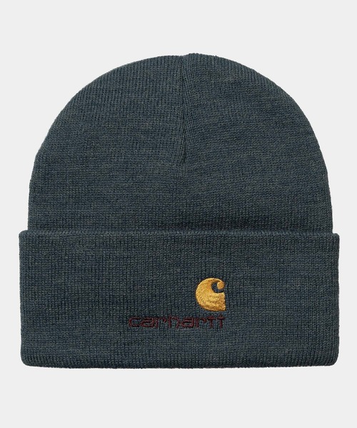 Carhartt(カーハート)の「Carhartt WIP/カーハートダブリューアイピー ビーニー ダブル AMERICANSCRIPTBEANIE I025386(ニットキャップ/ビーニー・メンズ・ナチュラル/ブラウン/ブラック/ダークグレー・FREE)」の2枚目の写真