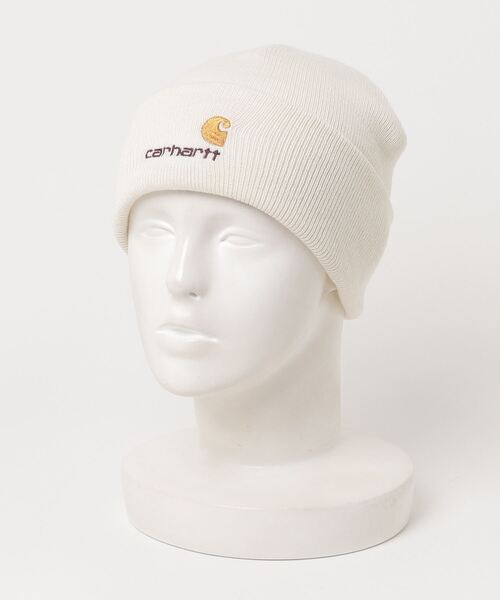Carhartt(カーハート)の「Carhartt WIP/カーハートダブリューアイピー ビーニー ダブル AMERICANSCRIPTBEANIE I025386(ニットキャップ/ビーニー・メンズ・ナチュラル/ブラウン/ブラック/ダークグレー・FREE)」の6枚目の写真