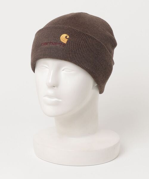 Carhartt(カーハート)の「Carhartt WIP/カーハートダブリューアイピー ビーニー ダブル AMERICANSCRIPTBEANIE I025386(ニットキャップ/ビーニー・メンズ・ナチュラル/ブラウン/ブラック/ダークグレー・FREE)」の7枚目の写真