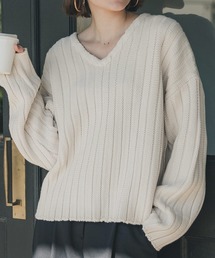 coca（coca） | Vネックワイドリブニットトップス(ニット/セーター)