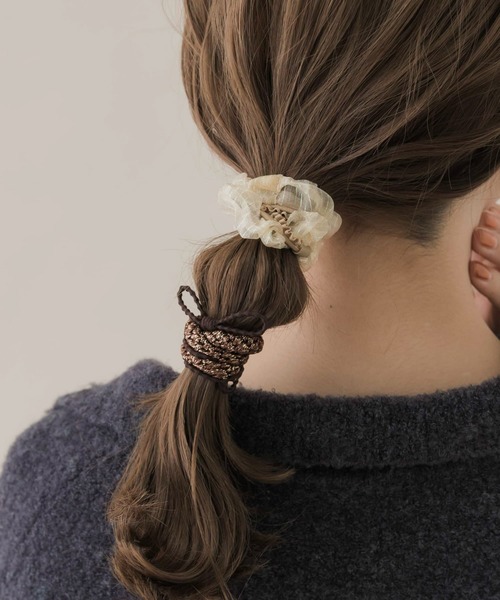 SMELLY(スメリー)の「シアーゴムセット(ヘアゴム・レディース・ベージュ系その他/グリーン系その他・-)」の1枚目の写真