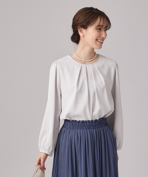 DRESKIP(ドレスキップ)の「◆【洗える/通勤/セレモニーにも】9分袖 フロントタックブラウス(シャツ/ブラウス・レディース・オフホワイト/ライトグレー/ピンク系・04/03/02)」の19枚目の写真