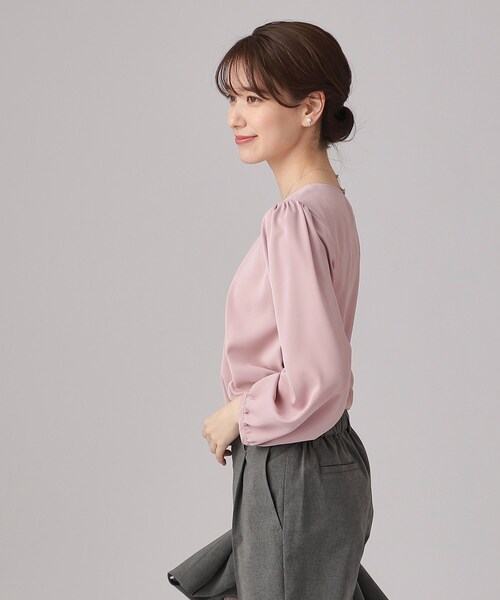 DRESKIP(ドレスキップ)の「◆【洗える/通勤/セレモニーにも】9分袖 フロントタックブラウス(シャツ/ブラウス・レディース・オフホワイト/ライトグレー/ピンク系・04/03/02)」の11枚目の写真