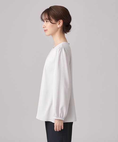 DRESKIP(ドレスキップ)の「◆【洗える/通勤/セレモニーにも】9分袖 フロントタックブラウス(シャツ/ブラウス・レディース・オフホワイト/ライトグレー/ピンク系・04/03/02)」の8枚目の写真