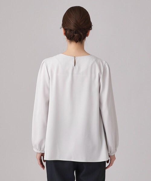 DRESKIP(ドレスキップ)の「◆【洗える/通勤/セレモニーにも】9分袖 フロントタックブラウス(シャツ/ブラウス・レディース・オフホワイト/ライトグレー/ピンク系・04/03/02)」の9枚目の写真