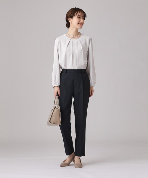 DRESKIP(ドレスキップ)の「◆【洗える/通勤/セレモニーにも】9分袖 フロントタックブラウス(シャツ/ブラウス・レディース・オフホワイト/ライトグレー/ピンク系・04/03/02)」の10枚目の写真