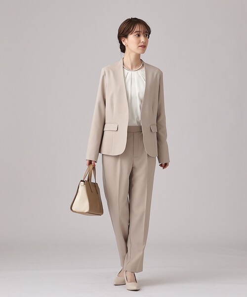 DRESKIP(ドレスキップ)の「◆【洗える/通勤/セレモニーにも】9分袖 フロントタックブラウス(シャツ/ブラウス・レディース・オフホワイト/ライトグレー/ピンク系・04/03/02)」の4枚目の写真