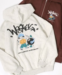 Foam Print Sweat Hoodie/発泡バックプリント オーバーサイズ 裏起毛 スウェット フーディー フルジップパーカー