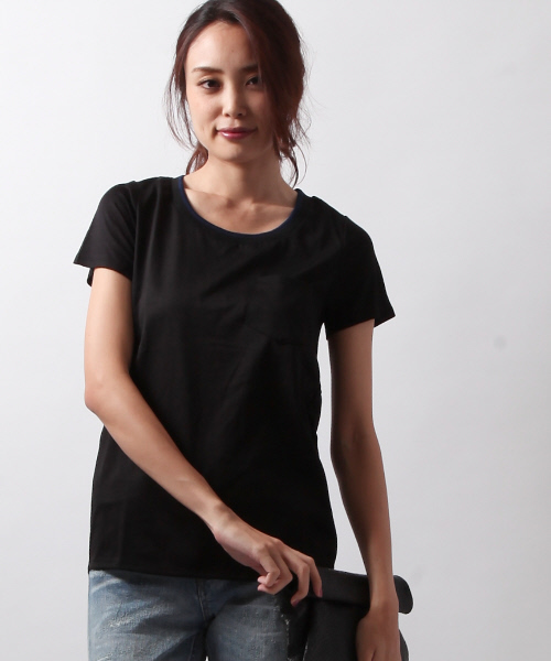 5351 POUR LES FEMMES(ゴーサンゴーイチプールファム)の「異素材天竺BACKドレープ(Tシャツ/カットソー・レディース・ブルー/ホワイト/ブラック・FREE)」の3枚目の写真